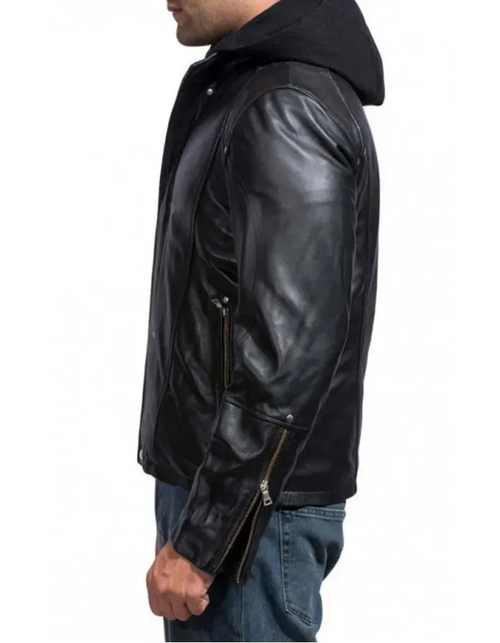 Paul Walker Black Hoodie Leather Jacket