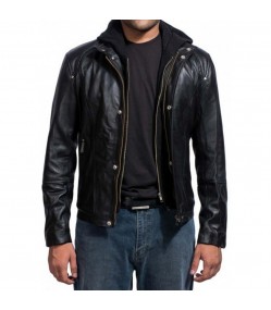 Paul Walker Black Hoodie Leather Jacket