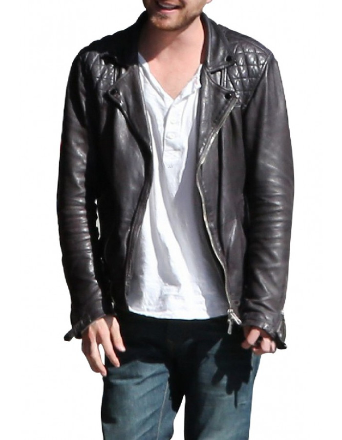 Aaron Paul Black Biker Quilted Leather Jacket