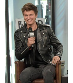 Ansel Elgort Black Baby Driver Motorcycle Leather Jacket