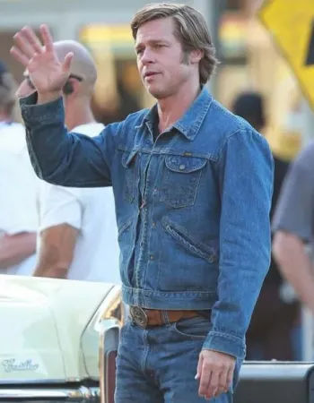 Once Upon a Time in Hollywood Brad Pitt Cliff Booth Blue Denim Jacket Once Upon a Time in Hollywood Brad Pitt Cliff Booth Blue Denim Jacket