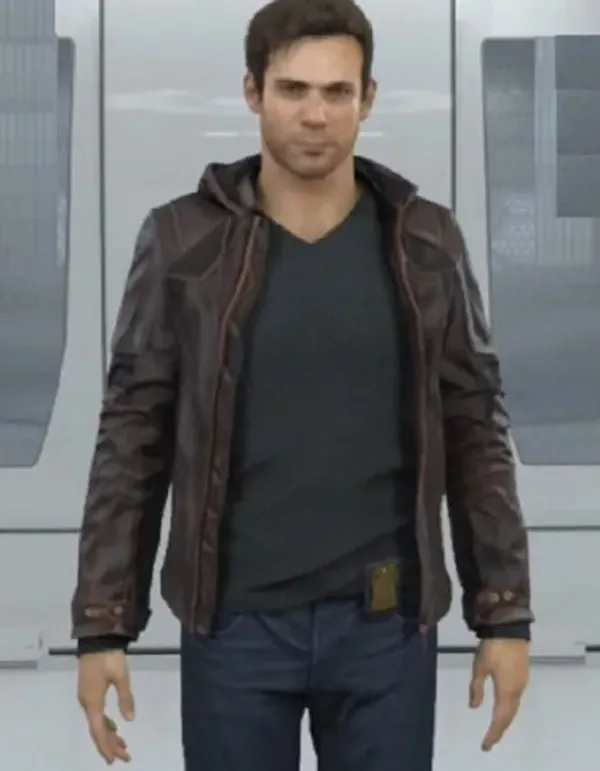 Detroit Become Human Gavin Reed Brown Leather Hooded Jacket Detroit Become Human Gavin Reed Brown Leather Hooded Jacket