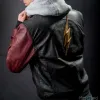 JUSTICE LEAGUE MOVIE THE FLASH LEATHER HOODED JACKET