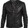 Men's Slim Fit Biker Hunt Black Leather Jacket Men's Slim Fit Biker Hunt Black Leather Jacket