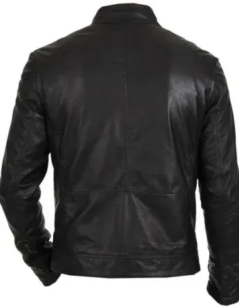 Men's Slim Fit Biker Hunt Black Leather Jacket