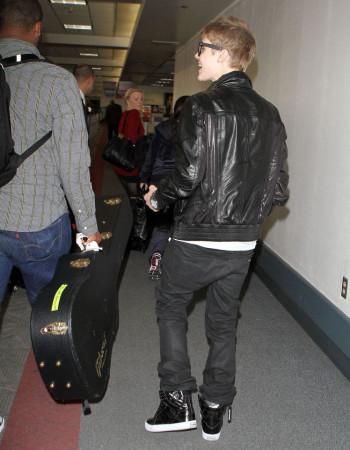 Justin Bieber Heathrow Airport Black Leather Jacket 