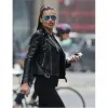 ADRIANA LIMA BLACK LEATHER JACKET