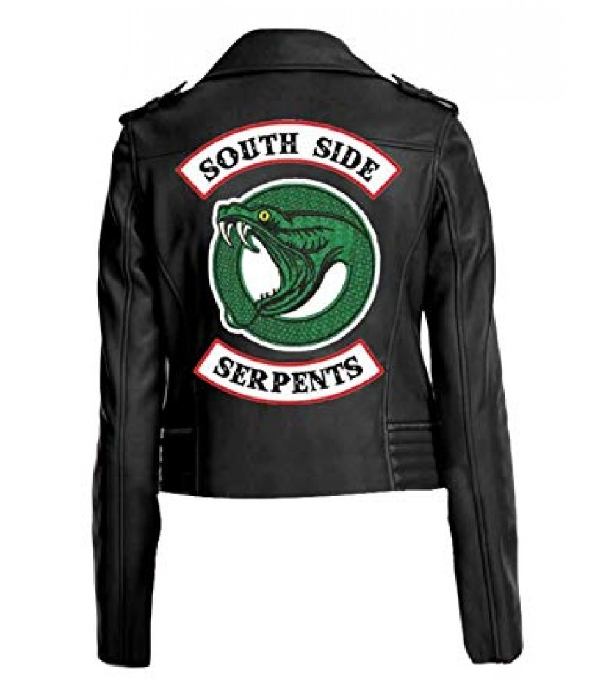 Fashion_First Riverdale Southside Serpents Slim Fit Womens Biker Leather Jacket 