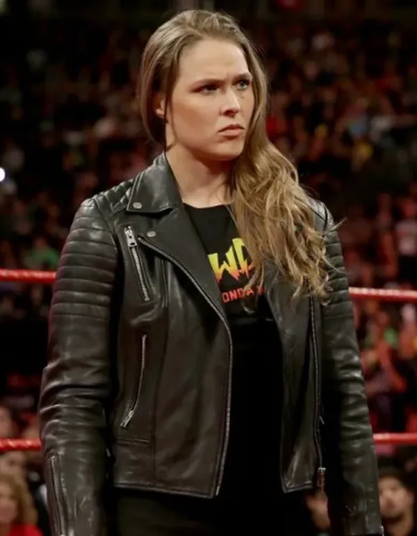 RONDA ROUSEY WWE BLACK MOTORCYCLE LEATHER JACKET RONDA ROUSEY WWE BLACK MOTORCYCLE LEATHER JACKET