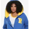 Riverdale R Logo Cheer Girls Blue Bomber Cotton Hoodie Varsity Jacket Riverdale R Logo Cheer Girls Blue Bomber Cotton Hoodie Varsity Jacket