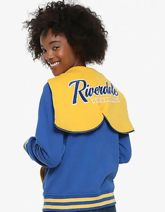Riverdale R Logo Cheer Girls Blue Bomber Cotton Hoodie Varsity Jacket Riverdale R Logo Cheer Girls Blue Bomber Cotton Hoodie Varsity Jacket