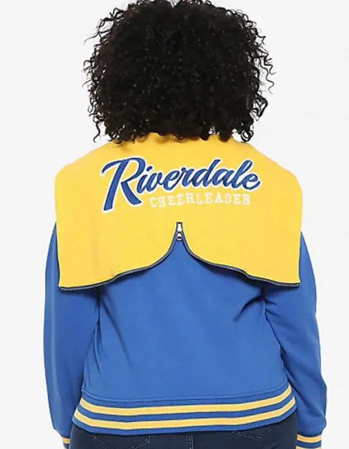 Riverdale R Logo Cheer Girls Blue Bomber Cotton Hoodie Varsity Jacket Riverdale R Logo Cheer Girls Blue Bomber Cotton Hoodie Varsity Jacket