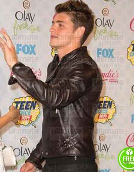 A CINDERELLA STORY CHRISTMAS WISH GREGG SULKIN BROWN BIKER LEATHER JACKET A CINDERELLA STORY CHRISTMAS WISH GREGG SULKIN BROWN BIKER LEATHER JACKET