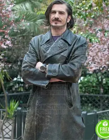 A PERFECT DAY FEDJA STUKAN (DAMIR) DISTRESSED LEATHER COAT