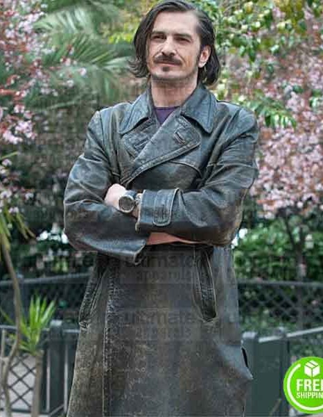 A PERFECT DAY FEDJA STUKAN (DAMIR) DISTRESSED LEATHER COAT
