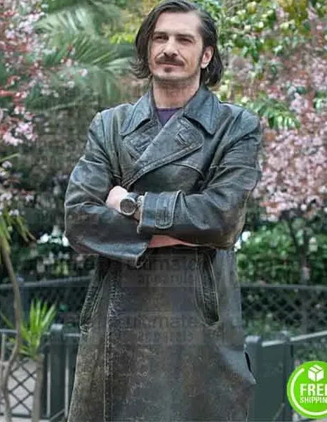 A PERFECT DAY FEDJA STUKAN (DAMIR) DISTRESSED LEATHER COAT