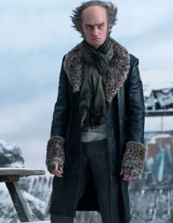 A SERIES OF UNFORTUNATE EVENTS NEIL PATRICK HARRIS BLACK FUR COLLAR COAT