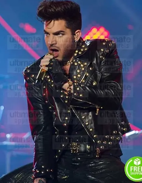 ADAM LAMBERT CONCERT 2018 BLACK BIKER LEATHER JACKET ADAM LAMBERT CONCERT 2018 BLACK BIKER LEATHER JACKET