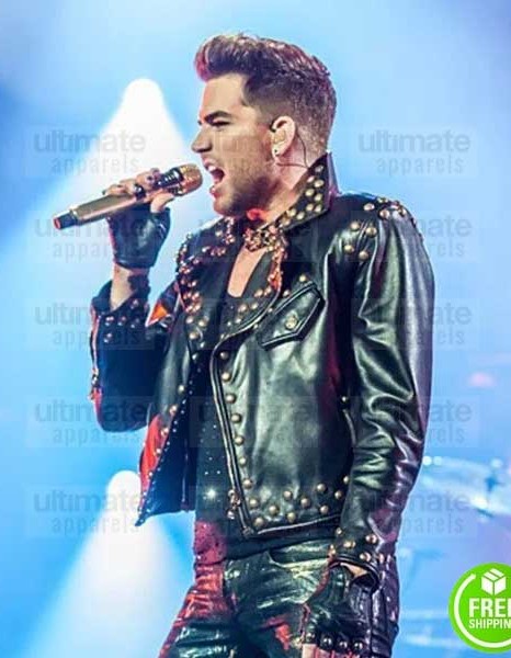 ADAM LAMBERT CONCERT 2018 BLACK BIKER LEATHER JACKET ADAM LAMBERT CONCERT 2018 BLACK BIKER LEATHER JACKET