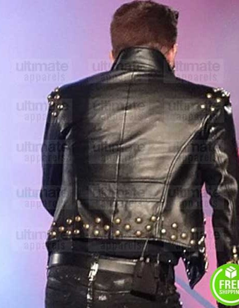 ADAM LAMBERT CONCERT 2018 BLACK BIKER LEATHER JACKET ADAM LAMBERT CONCERT 2018 BLACK BIKER LEATHER JACKET