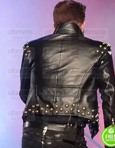 ADAM LAMBERT CONCERT 2018 BLACK BIKER LEATHER JACKET ADAM LAMBERT CONCERT 2018 BLACK BIKER LEATHER JACKET