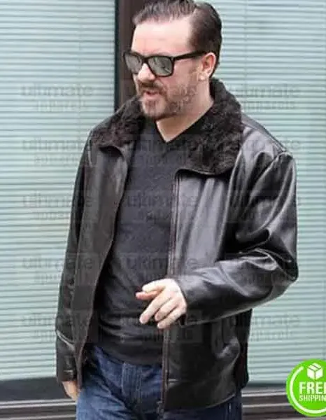 AFTER LIFE RICKY GERVAIS (TONY JOHNSON) BLACK LEATHER JACKET AFTER LIFE RICKY GERVAIS (TONY JOHNSON) BLACK LEATHER JACKET