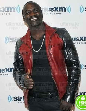 AKON RED AND BLACK LEATHER JACKET