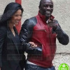 AKON RED AND BLACK LEATHER JACKET AKON RED AND BLACK LEATHER JACKET