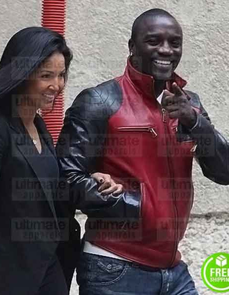 AKON RED AND BLACK LEATHER JACKET AKON RED AND BLACK LEATHER JACKET