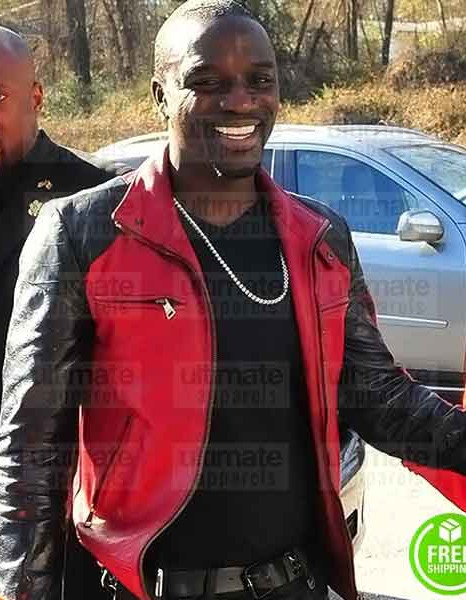 AKON RED AND BLACK LEATHER JACKET AKON RED AND BLACK LEATHER JACKET