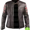 CAFE RACER WITH AMERICAN FLAG BROWN LEATHER JACKET CAFE RACER WITH AMERICAN FLAG BROWN LEATHER JACKET