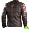 CAFE RACER WITH AMERICAN FLAG BROWN LEATHER JACKET