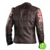 CAFE RACER WITH AMERICAN FLAG BROWN LEATHER JACKET