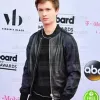 ANSEL ELGORT VARSITY BLACK BOMBER LEATHER JACKET