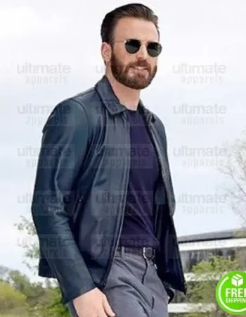 CHRIS EVANS APPLE EVENT 2019 BLACK LEATHER JACKET