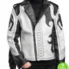 ASYMMETRICAL SILVER STUDDED FRINGE LEATHER JACKET