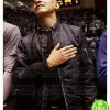 BARAK OBAMA BLACK SATIN BOMBER JACKET