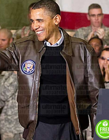 BARAK OBAMA FLIGHT BROWN LEATHER JACKET