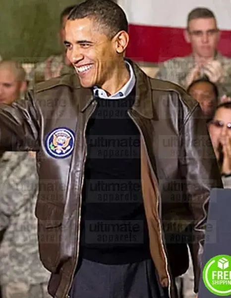 BARAK OBAMA FLIGHT BROWN LEATHER JACKET