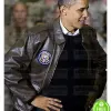 BARAK OBAMA FLIGHT BROWN LEATHER JACKET