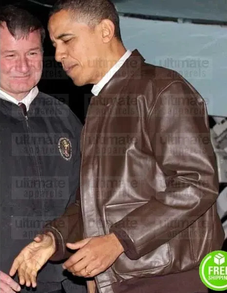 BARAK OBAMA FLIGHT BROWN LEATHER JACKET