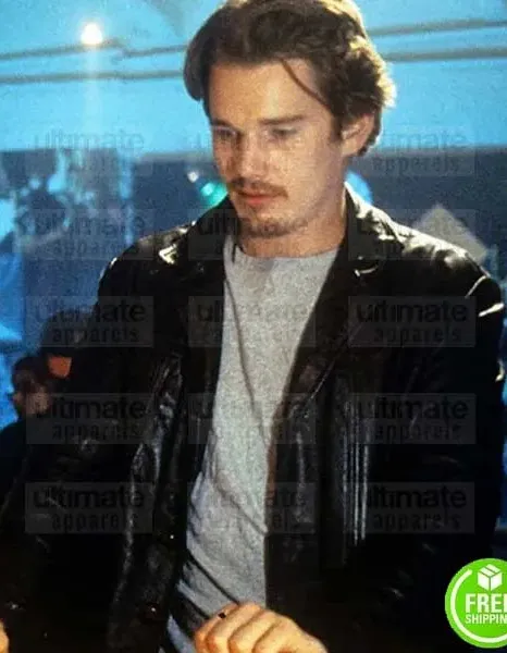 BEFORE SUNRISE ETHAN HAWKE (JESSE) BLACK LEATHER JACKET