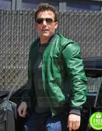 BEN AFFLECK GREEN BOMBER LEATHER JACKET