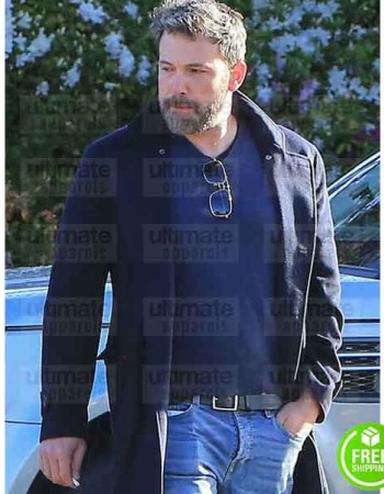 BEN AFFLECK BLUE WOOL COAT