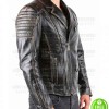 BIKER VINTAGE BLACK DISTRESSED LEATHER JACKET BIKER VINTAGE BLACK DISTRESSED LEATHER JACKET