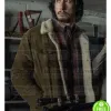 BLACKKKLANSMAN ADAM DRIVER (FLIP ZIMMERMAN) SHEARLING SUEDE LEATHER JACKET
