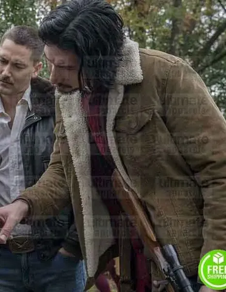 BLACKKKLANSMAN ADAM DRIVER (FLIP ZIMMERMAN) SHEARLING SUEDE LEATHER JACKET