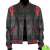 BLACK AND RED LEATHER VARSITY JACKET BLACK AND RED LEATHER VARSITY JACKET