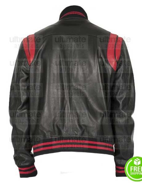 BLACK AND RED LEATHER VARSITY JACKET BLACK AND RED LEATHER VARSITY JACKET