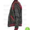BLACK AND RED LEATHER VARSITY JACKET BLACK AND RED LEATHER VARSITY JACKET